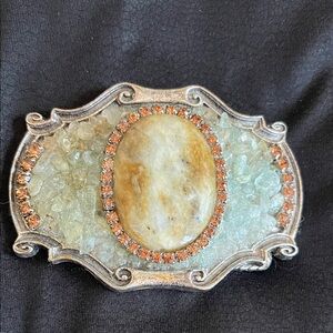 Vintage Style Silver and Stone belt buckle